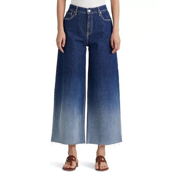 Lauren Ralph Lauren Women's Jeans High-Rise Wide Legs Blue Ombresize 10
